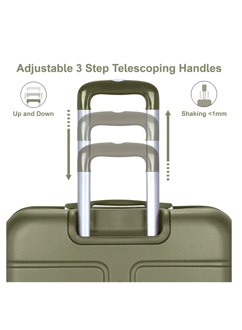 Senator Olive Green Hard Case Travel Bag Cabin Luggage Trolley ABS Lightweight Suitcase with 4 Spinner Wheels A1012 Olive Green  | Best Price UAE